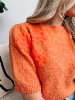 Serena oranje trui onesize met korte mouwen