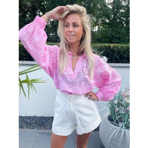 Milou broderie blouse pink