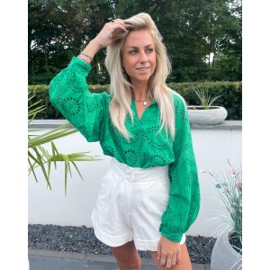 Milou broderie blouse green